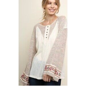 Umgee embroidered tunic boho floral Top 1 XL